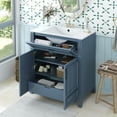 thumbnail image 4 of Miekor Furniture 30" Bathroom Vanity with Ceramic Sink,Solid Wood Frame Bathroom Storage Cabinet with Soft Closing Doors, Retro Style, Blue 77947, 4 of 11