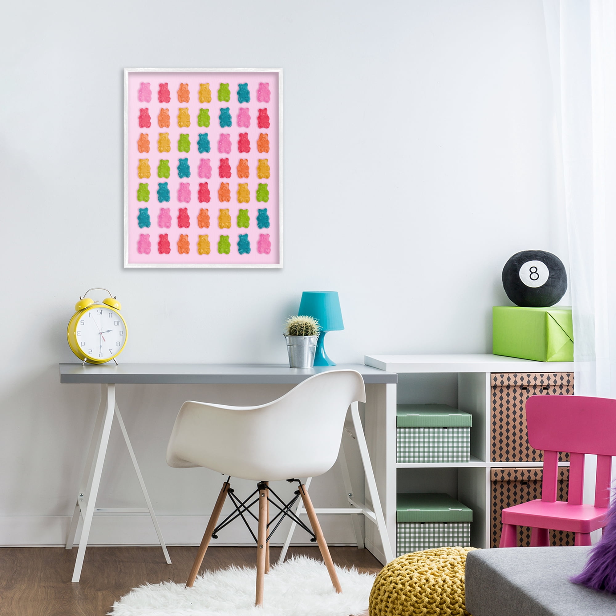 Stupell Industries Soft Rainbow Bears on Pink White Framed Giclee Art, design by LISH Creative
