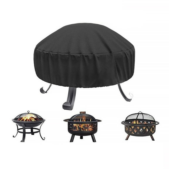 GoXteam Fire Pit Cover Round for Fire Pit 34 Inch, 420D Heavy Duty Outdoor Fire Pit Cover Full Coverage Patio Outdoor Fireplace Cover, Waterproof, Dustproof