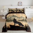 thumbnail image 2 of Homewish Female Men Women Safari Wolf Bedding Comforter Set 2pcs,Jungle Animal Twin Comforter Sets Microfiber,Vintage Cabin Breathable Bedding Set,Breathable Home Decor,Reversible, 2 of 8