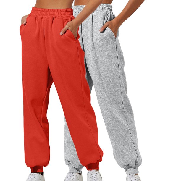 Puntoco Pantalones Deportivos Informales De Color Sólido Para Mujer De 2 Piezas, Mallas Sueltas Para El Hogar, Pantalones Deportivos Naranja L (Enviado Con Cambio De Código Xl)