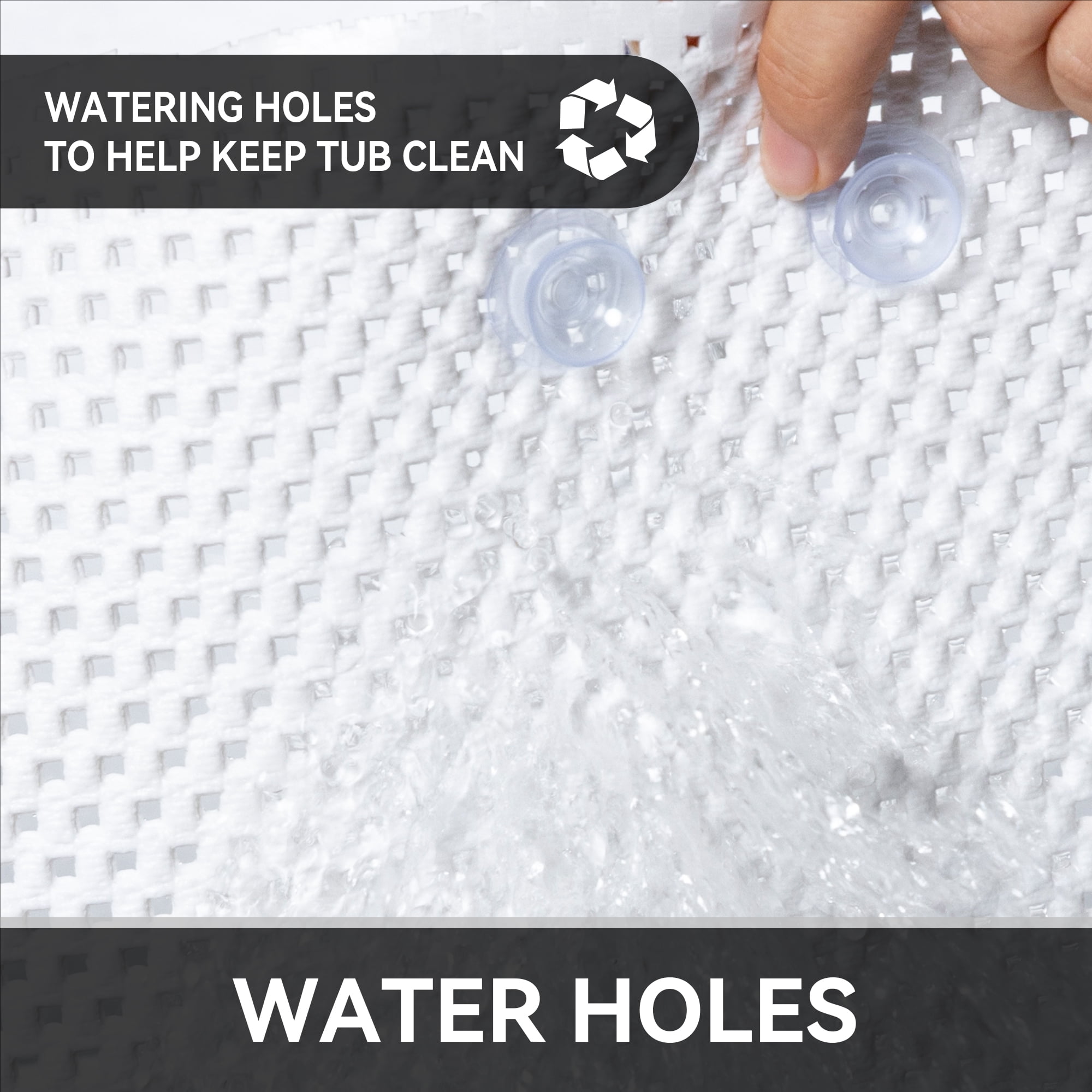 Ray Star Bathtub Mat Non-Slip Shower Mats for Tub, 36×17 Inch, Bath Mat for Tub with Suction Cups and Drain Holes, Washable, Soft on Feet, Easy Clean
