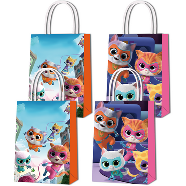 16PCS For Super Kitties Theme Party Bags, Candy Gift Bags,With Handles Favor Bags Party Favor Bags for Birthday Party,Birthday Party Decorations