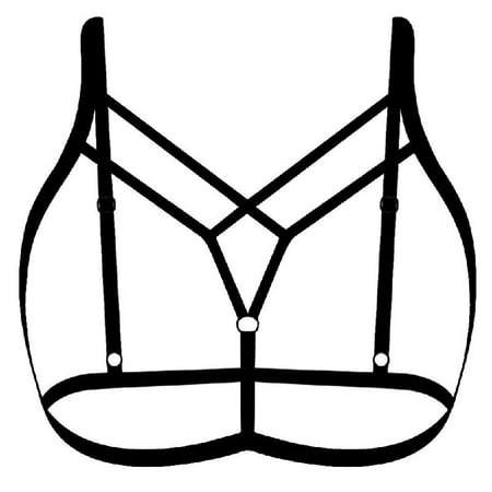 

JUNTEX Women Erotic Hollow Out Alluring Harness Bra Elastic Cage Strappy Bandage Bustie