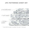 thumbnail image 4 of Noble Linens 4 Piece Pattern Microfiber Bed Sheets Set, Navy Coarse Paisley, Queen, 4 of 10