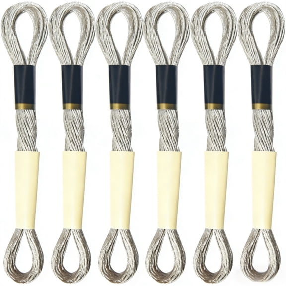 Embroidery Thread 6 Skeins Metallic Floss Silver for Hand Embroidery