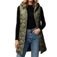 thumbnail image 5 of KICILVS Long Puffer Vest Women Hooded Geometric Quilted Sleeveless Jacket Long Puffer Coat with Side Pockets, 5 of 8