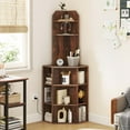 thumbnail image 2 of Costway 6-Tier Corner Shelf 63" Tall Corner Bookshelf with 2 USB Ports & Charging Station Brown, 2 of 9