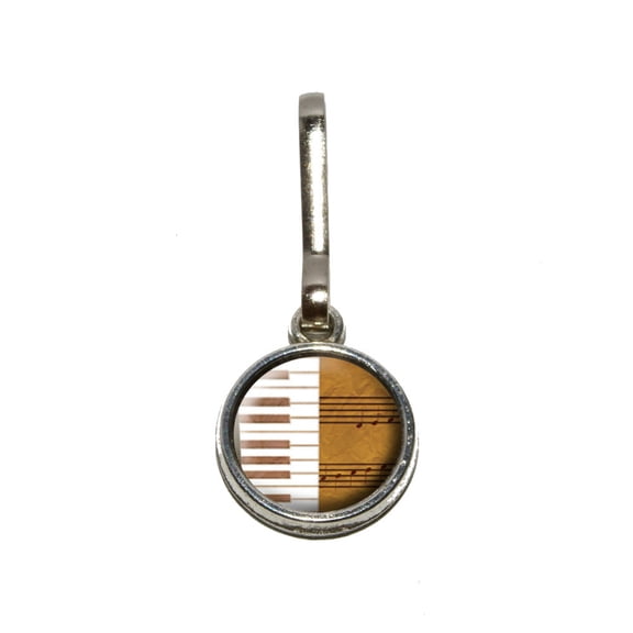 Piano Keys and Scales Gold - Music Notes Sheet Music Charm Zipper Pull