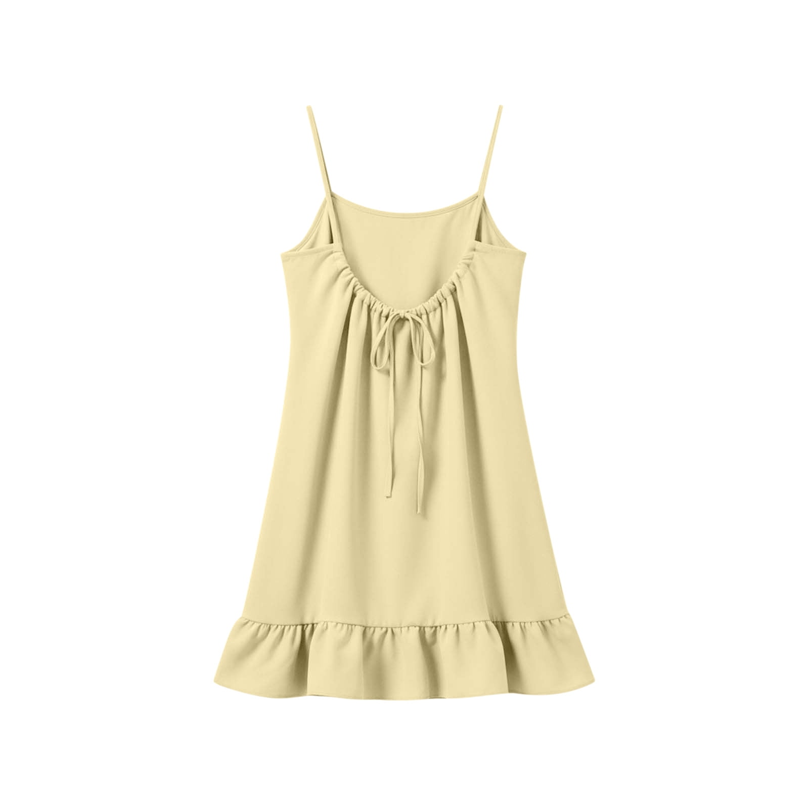 Oplxuo Linen Dresses for Women 2026 Boho Backless Spaghetti Strap Ruffle Mini Dress Plus Size Summer Beach Vacation Sundress