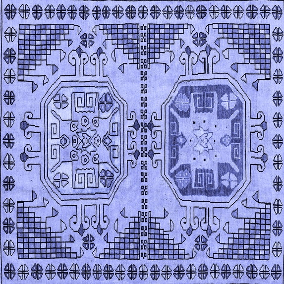 Ahgly Company Indoor Square Abstract Blue Modern Area Rugs, 4' Square
