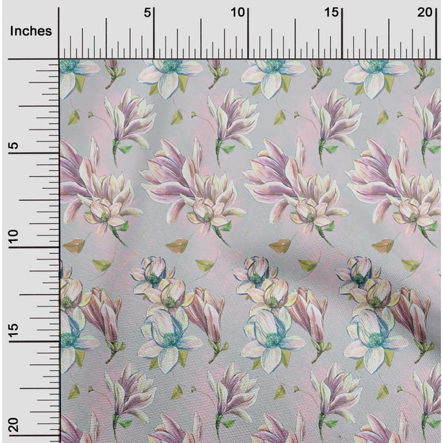 oneOone Polyester Spandex Light Gray Fabric Florals Craft Projects Decor Fabric Printed By The Yard 56 Inch Wide-DRL