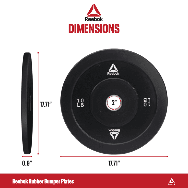 Reebok 10lb Olympic Rubber Bumper Plates (Set of 2) – Low-Bounce