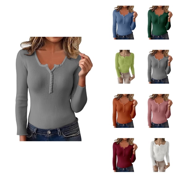 Button-Down Collar Knit Sweater for Women – Long Sleeve Pullover Tunic Top, Soft Lightweight Cozy Casual Blouse, Versatile Winter Comfortable Basic