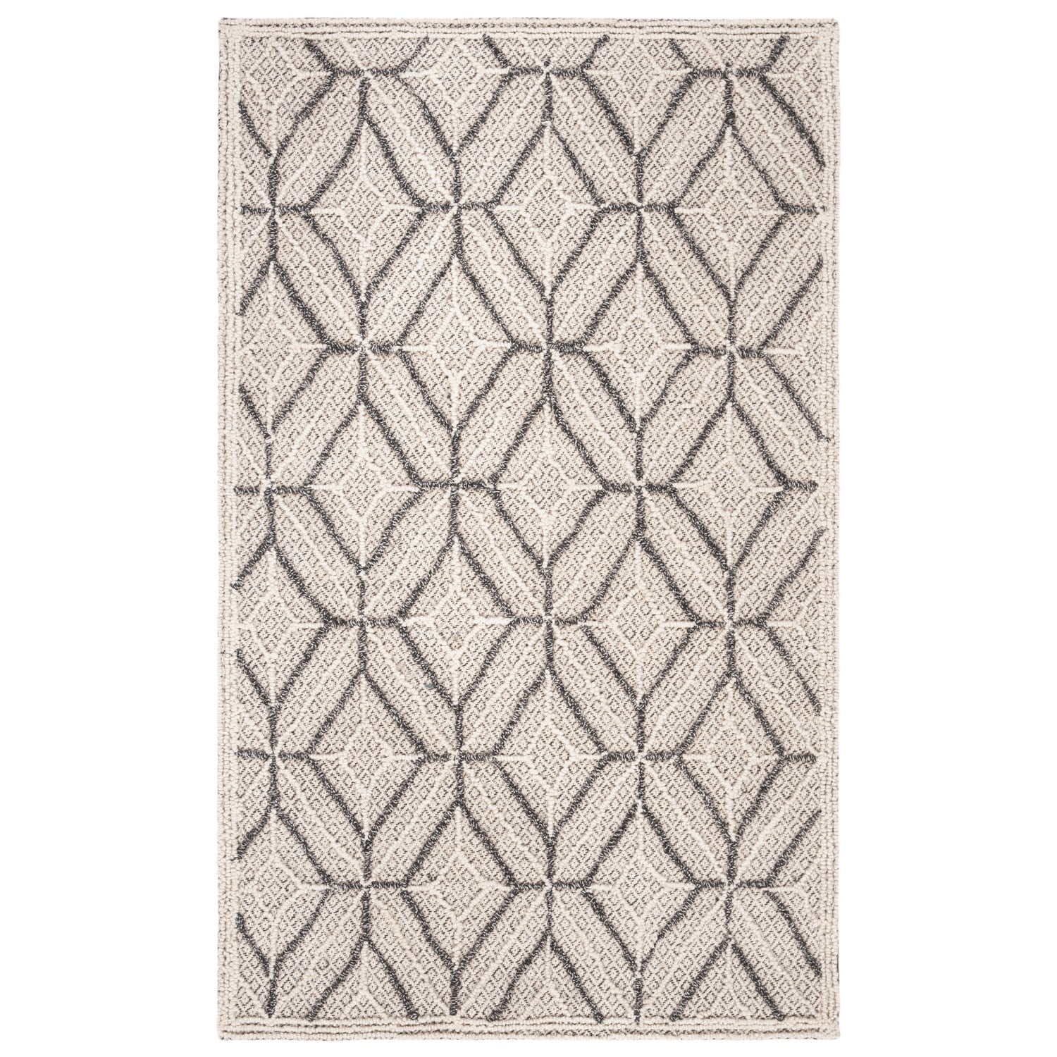 SAFAVIEH Trace Gervase Geometric Diamonds Wool Runner Rug, Grey/Black, 2'3" x 8'