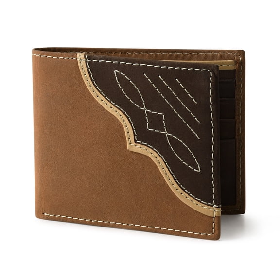 Wrangler Men's Bifold Wallet with Flip-Out ID Window, Genuine Leather, RFID Blocking, Fathers Day Gifts