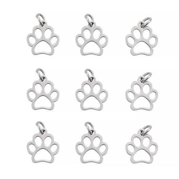 U8MO 50 PCS 304 Stainless Steel Pendants, Dog Paw Prints Charms For DIY Malking