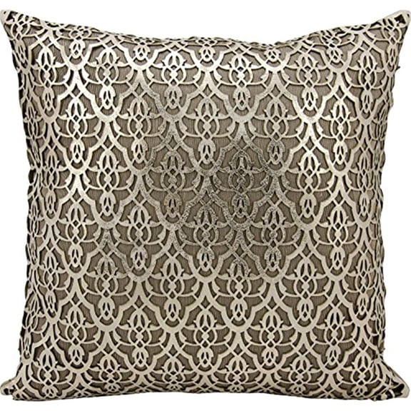 Couture Hide Gold Beige Moorish Leaves Pillow