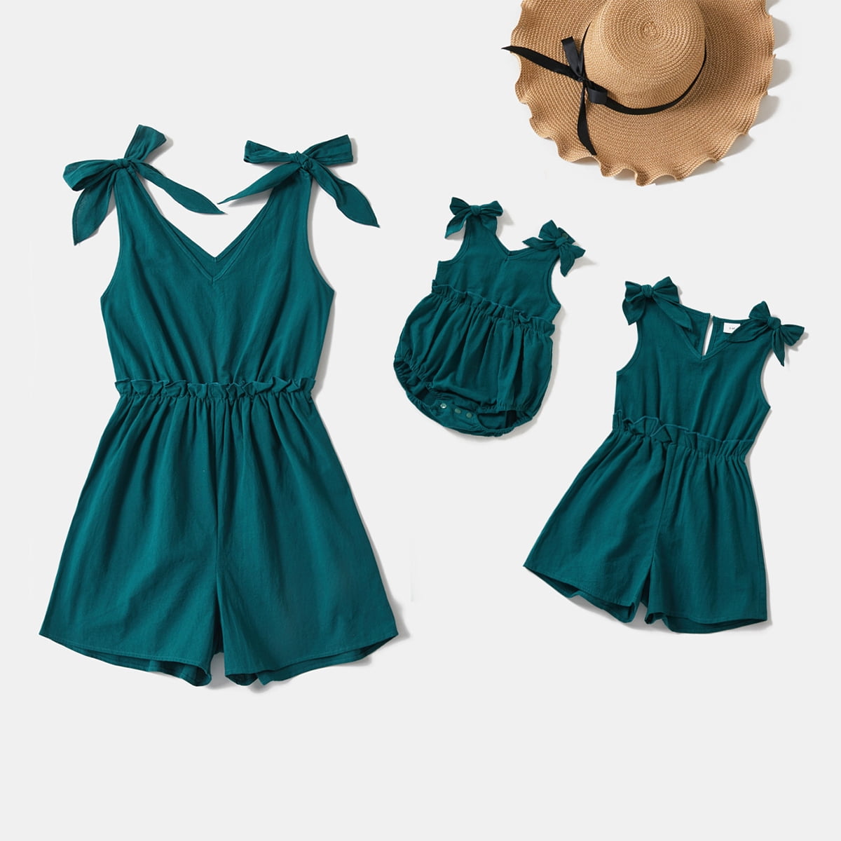 FYMNSI Jumpsuits for Women Summer Loose Casual Short Rompers Sleeveless Boho V Neck One Piece Bodysuits L