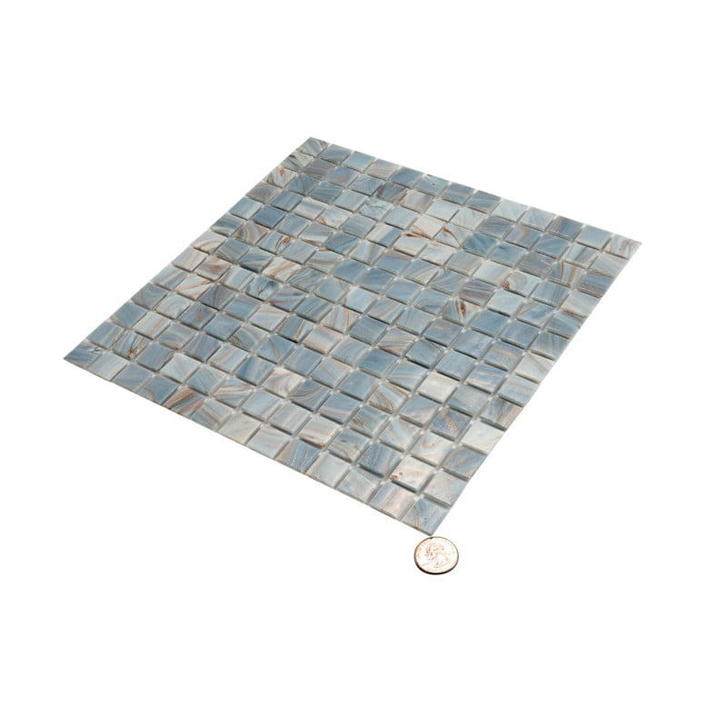 Celestial 12 in. x 12 in. Glossy Manatee Blue Glass Mosaic Wall and Floor Tile (20 sq. ft./case) (20-pack)