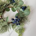 thumbnail image 2 of XIEULQP 4 Inch Blueberry Christmas Candle Ring Set - Artificial Berry Pine Needle Wreaths for Rustic Centerpieces, Winter Wedding Table Decor with Glitter Leaf Accents​​, 2 of 9