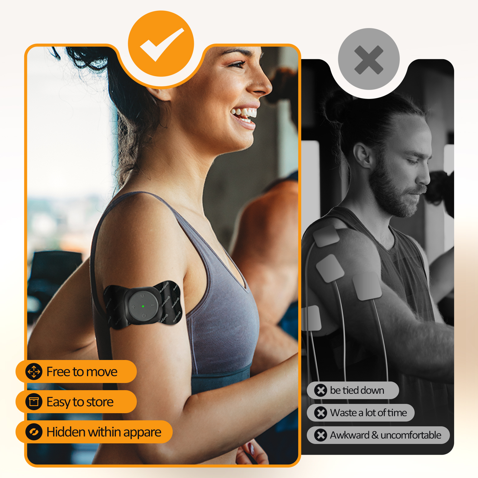 Comfytemp Rechargeable TENS Unit Muscle Stimulator, Electrode Wireless Massager for Back, Neck & Leg Pain