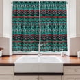 thumbnail image 2 of Ambesonne Tribal Kitchen Curtains, Hand Drawn Aztec, 55"x39", Red Blue Teal, 2 of 3
