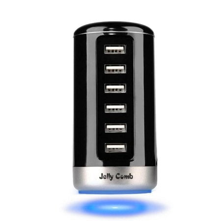 Jelly Comb USB Ladeger/ät 6-Port Ladestation mit iSmart Technologie f/ür iPhone iPad Tablet Samsung Schwarz und Silber