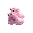 thumbnail image 4 of IEMIEMIEM Boots for Girls with Side Zipper Lace Up Star Print Girls Beige Comfortable Cute Combat Boots Kids Boot for Kids/Toddler Girl Boot Pink 10 Toddler, 4 of 5