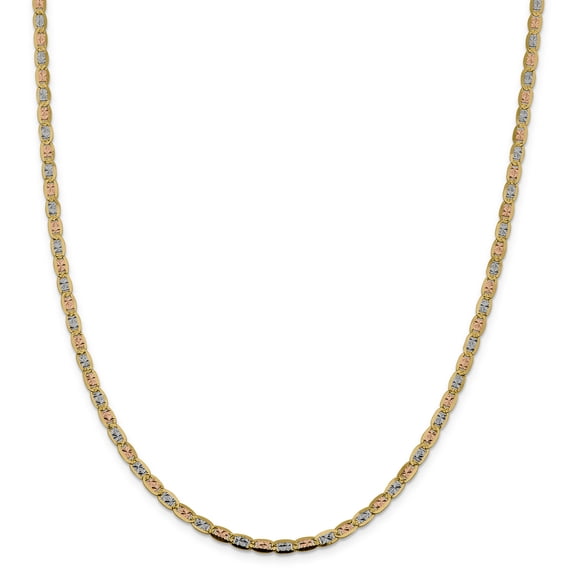 Primal Gold 14 Karat 3.8mm Tri-color Pave Valentino Chain