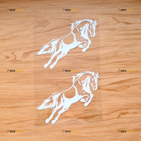 Running Horse Sticker Decal Vinyl - 2 Pack White 6" - For Car Boat Laptop Cup No Background Die-cut