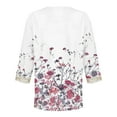 thumbnail image 5 of Taylonsss Fashion Women's Summer V-Neck 3/4 Sleeve Lace Print Casual T-shirt Blouse, 5 of 5
