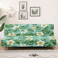 thumbnail image 3 of Jiueut Tropical Plumeria Palm Leaf Pattern Armless Futon Sofa Covers, Soft Couch Cover Non Slip Sofa Chair Covers with Elastic Edges for Fabric and Leather Chairs, 3 of 7