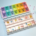 thumbnail image 1 of Organizador de pastillas semanal grande para 7 días (siete colores, aproximadamente 232 x 112 x 29 mm), con 2 compartimentos, para 2 tomas diarias., 1 of 4