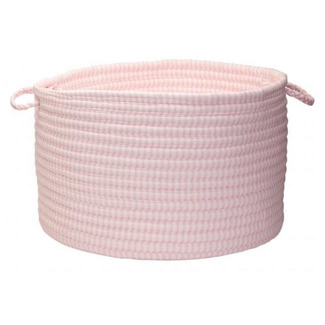 Solid Ticking Storage Pink 18''x12'' Basket