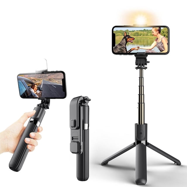 Guardoinrt Bluetooth Selfie Stick Tripod with LED Fill Light Portable LED Fill Light Selfie Stick Tripod
