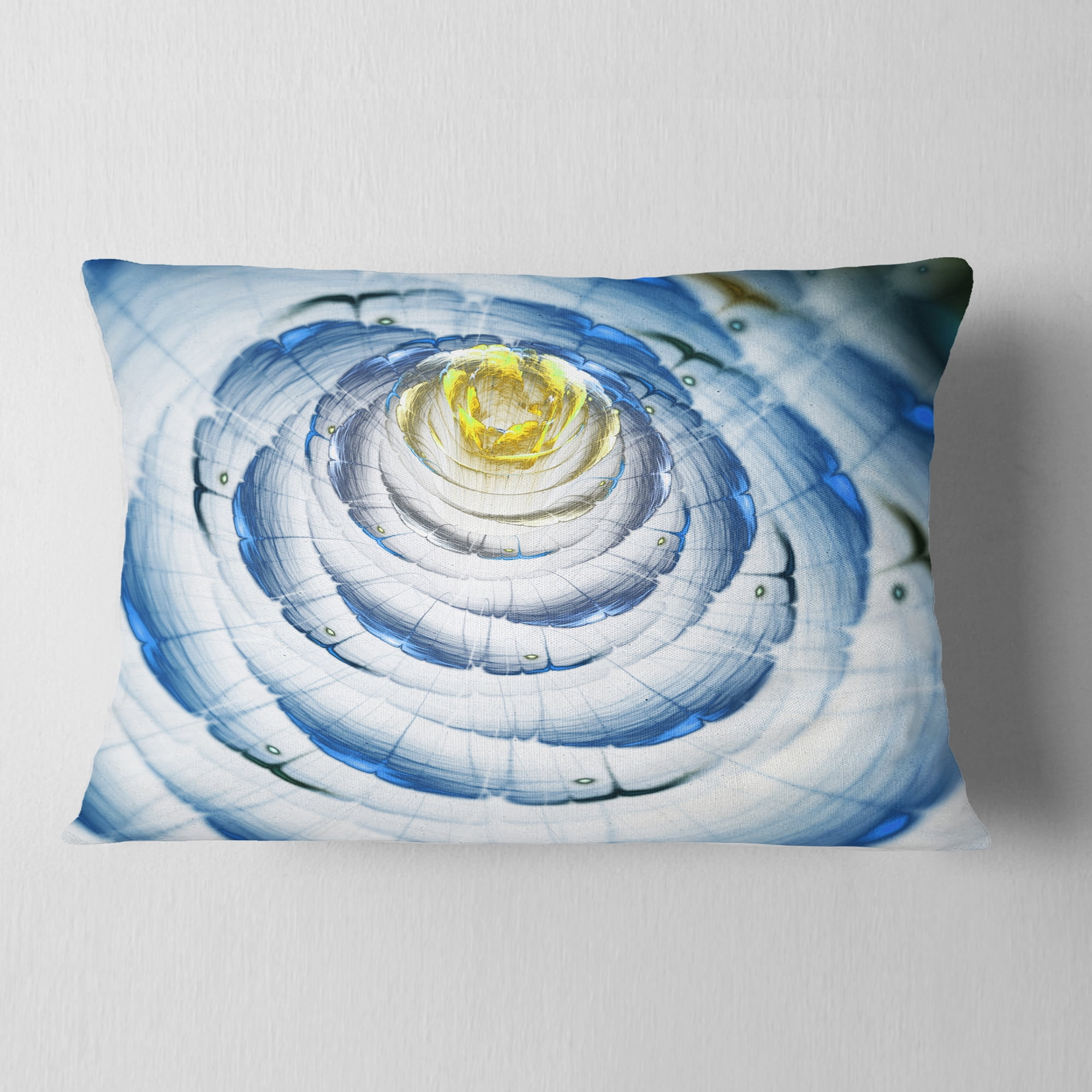 Designart Perfect Fractal Flower in Light Blue - Floral Throw Pillow - 12x20