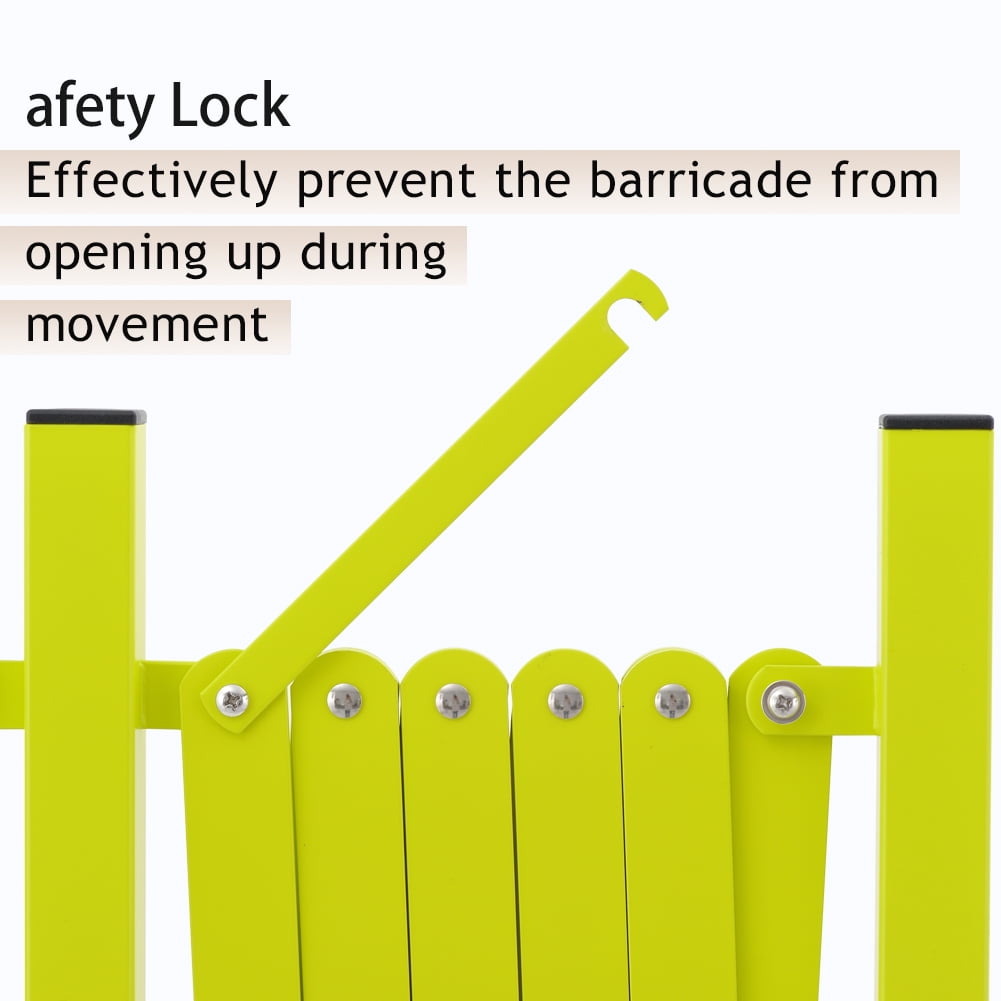 Easily Assembled Expandable Metal Barricade, 16 FT, Matte Yellow, Folding Security Gate Safety Barrier with Casters, Flexible Mobile Barrier Gate