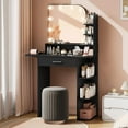 thumbnail image 6 of Vanity Desk with Mirror and Lights, Akaber 34.25” Small Makeup Vanity with Power Outlet, Black Vanity, 6 of 7
