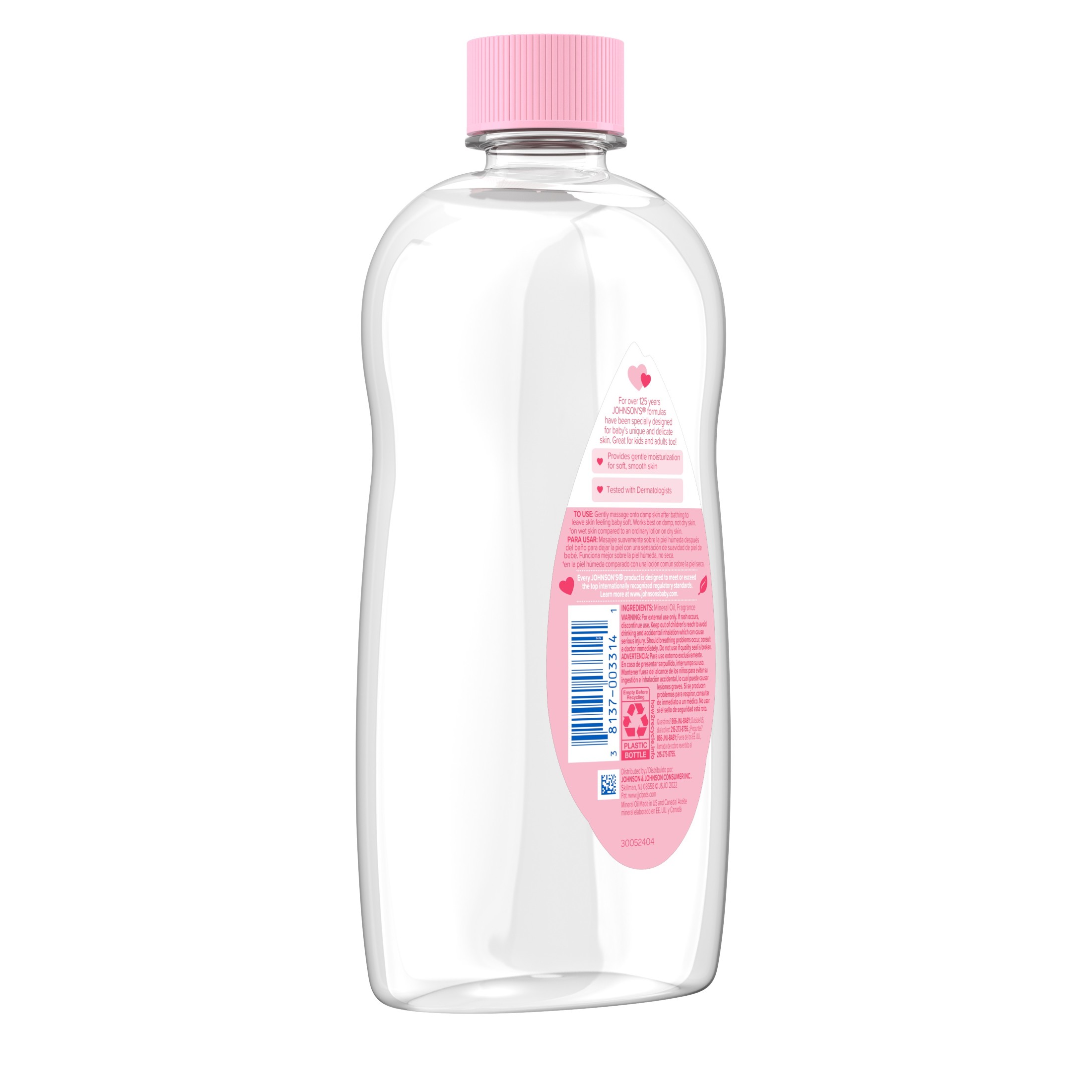 Johnson's Baby Body Oil Moisturizer, Liquid Mineral Oil for Baby Massage, Original, 20 fl oz