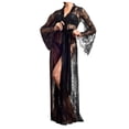 thumbnail image 1 of QIIBURR Kimono de novia largo transparente con encaje hasta el suelo, bata de baño de lencería, 1 of 6