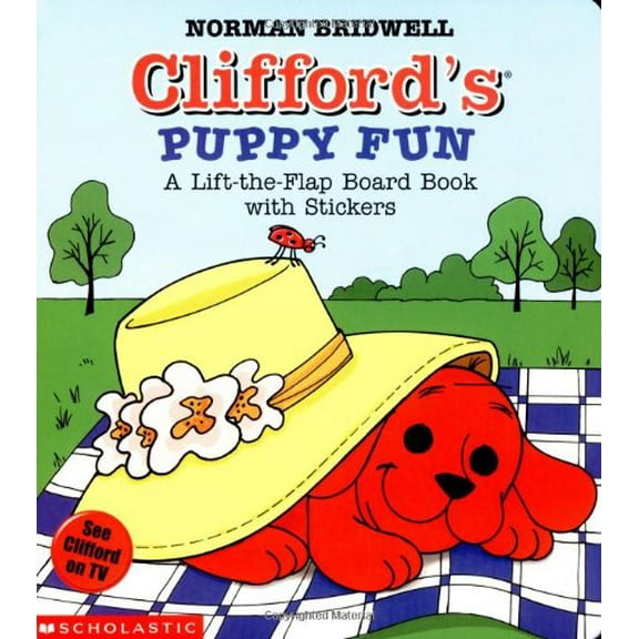 Pre-Owned Clifford's Puppy Fun: A Lift-The-Flap Board Book With Stickers (Clifford, the Big Red Dog), 9780439229432, 043922943X, Paperback, Brdbk edition