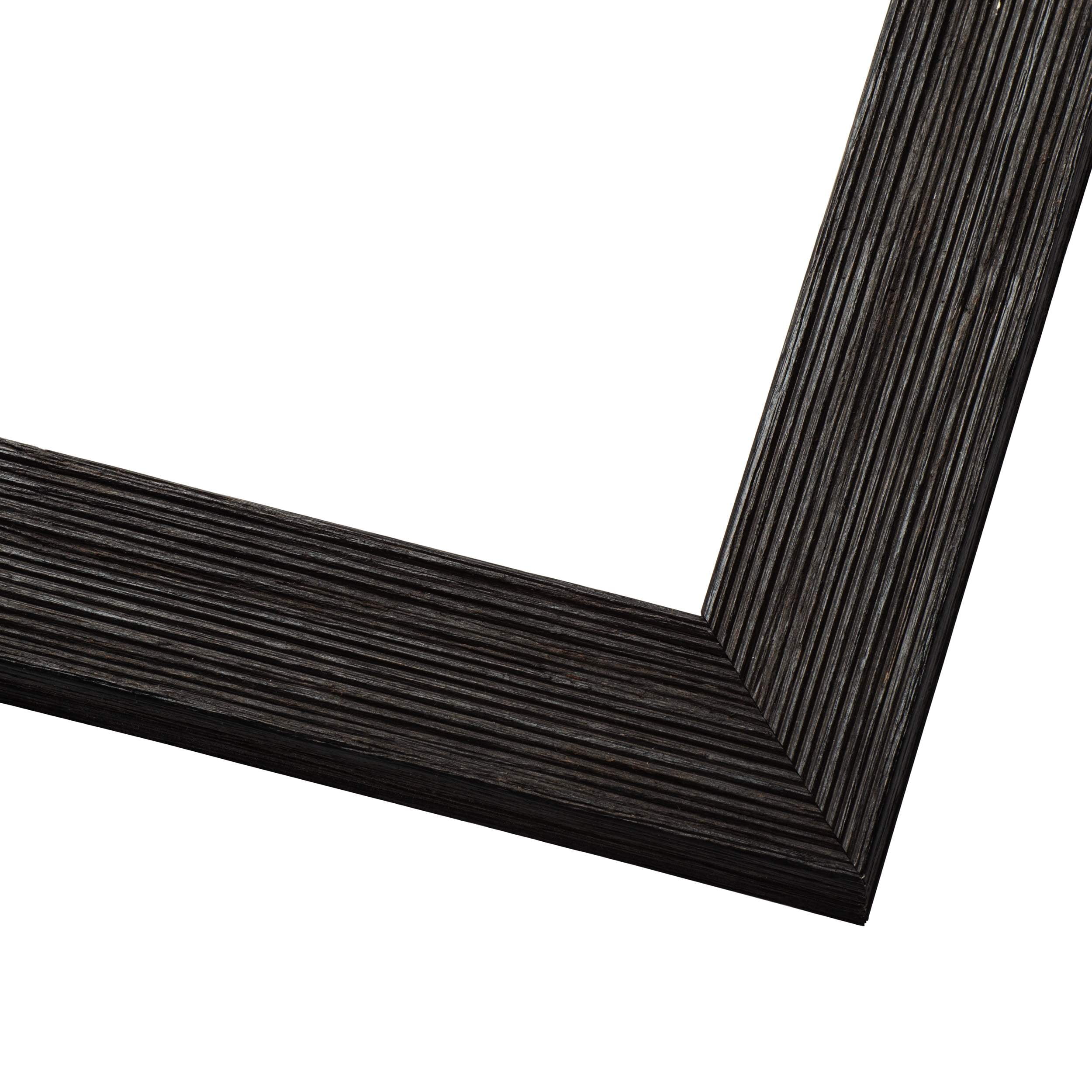 18x24 Black Rustic Wide Barnwood Picture Frame - UV Acrylic, Foam Board Backing, Hanging Hardware