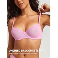 thumbnail image 3 of Women's Sheer Mesh Balconette Bra Sexy Unlined Demi Underwire Bras Lace Plus Size, 3 of 6