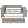 thumbnail image 5 of Harper & Bright Designs Full Size Daybed with Trundle and Desk, Space Saving Daybed with Storage Shelves, Drawers & Cabinet, Captain's Bed Sofa Bed Frame with LED Lights, Gray, 5 of 13