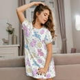 thumbnail image 2 of Ratiio Easter Colorful Rabbit Print Women's Short-sleeved Nightdress - Casual A-line Sleeveless Sleepwear Dress for Summer, Comfortable and Breathable, 2 of 8