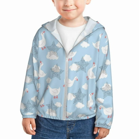 

Gaeub Cute Goose On A Blue Sky Print Athletic Sun Protection Hoodie for Kids Long Sleeve Outdoor UV Shirt Running Fishing Top for Boys Girls-18 Months
