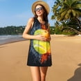 thumbnail image 3 of KLL Tennis Ball In Fire And Water Pattern Womens Summer Dresses 2025,Loose Round Neck Sleeveless Sundresses Tank Dresses with Pockets, 3 of 7