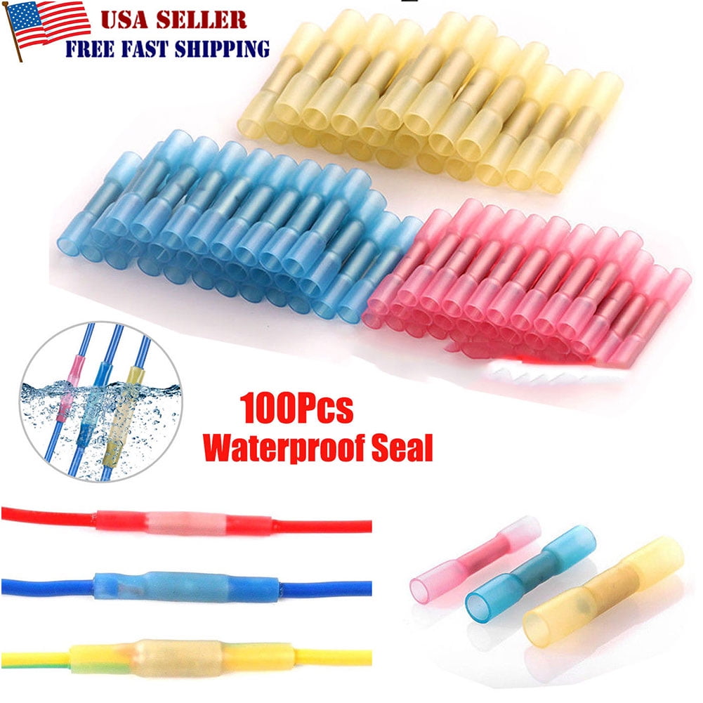 Hommoo 100 PCS Heat Shrink Wire Connectors, Waterproof Solder Seal Wire Connectors, Sleeve Heat