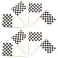 thumbnail image 4 of CIMAXIC Pack of 100 Racing Flag Toothpicks Checkered Flag Picks Appetizer Toothpicks Fruit Sticks for Cocktail Party - Black and White,1.38"X0.98"X2.56", 4 of 5